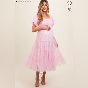 Smocked Tulle Maternity Dress